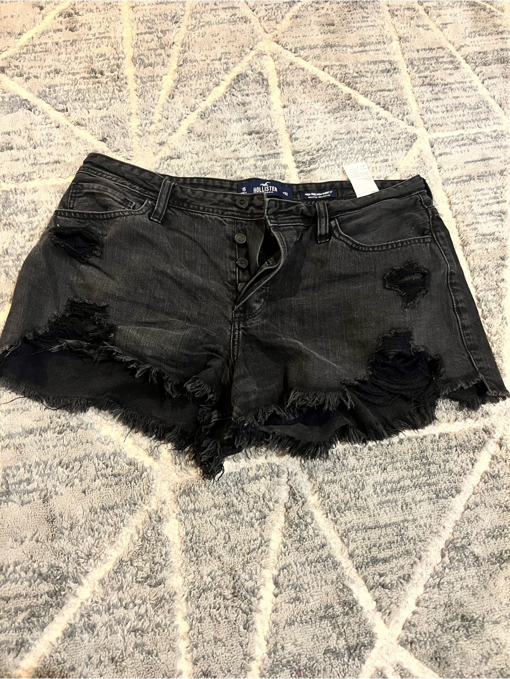Hollister Black Distressed Denim Cutoff Shorts - Women's